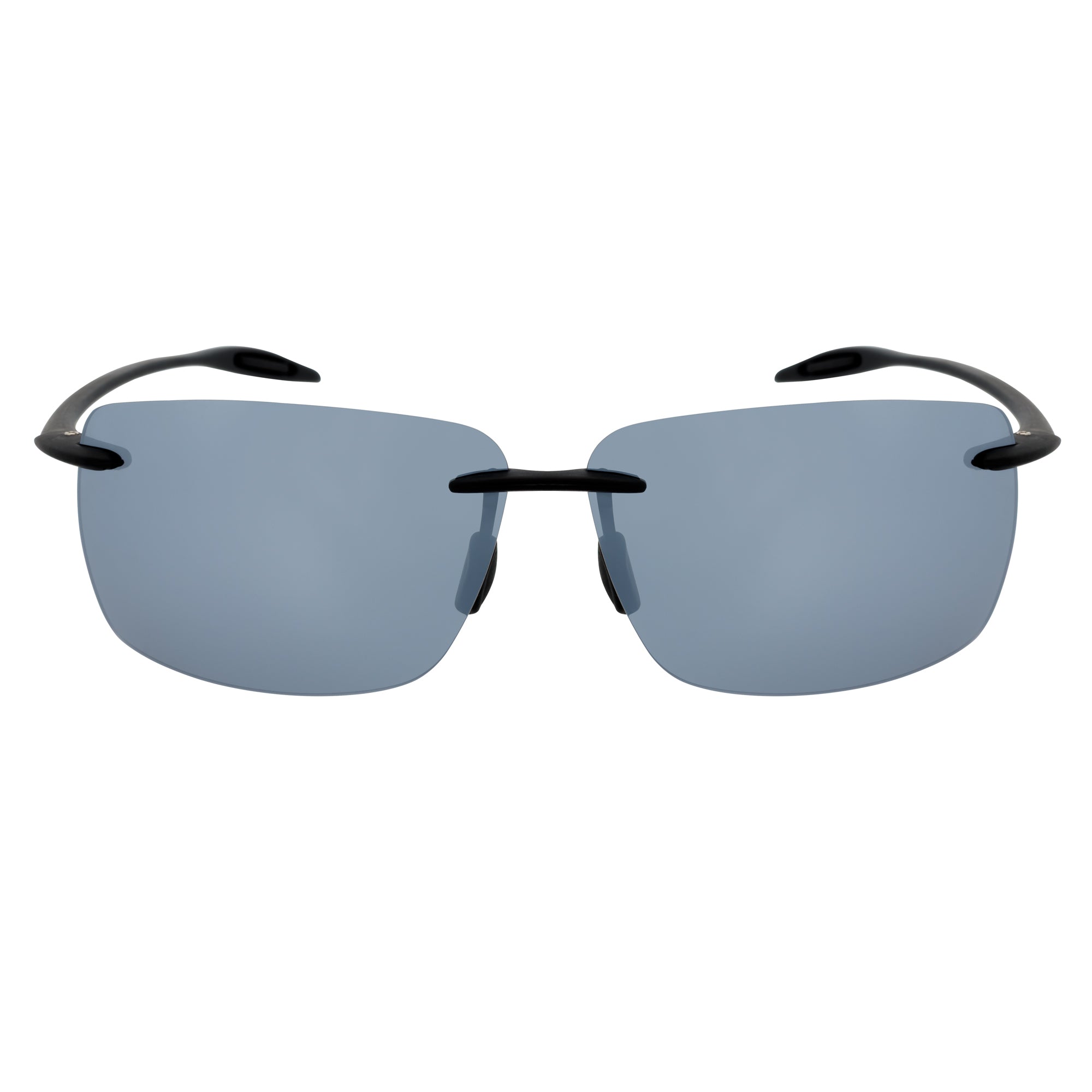 MAUI - Rimless TR90 Thin Sports Wrap Sunglasses Black Silver Mirror Polarized
